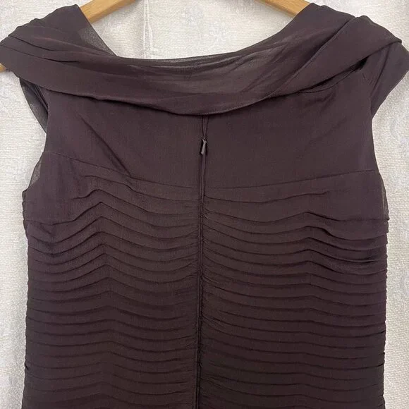 Tadashi Shoji silk chiffon flutter maxi dress evening gown off shoulder formal - Picture 5 of 8